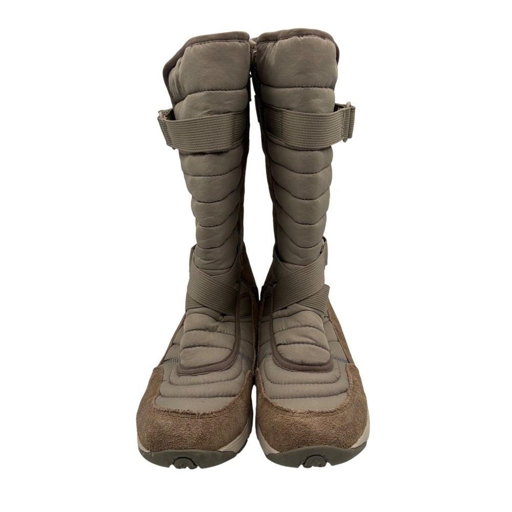 Merrell Snow Boots Womens 8 Tan Excellent Waterproof Quilted Suede Puffer Zip